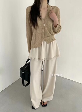 HU2026春季新款高级感小众设计高腰围裙西装裤女洋气百搭6216#