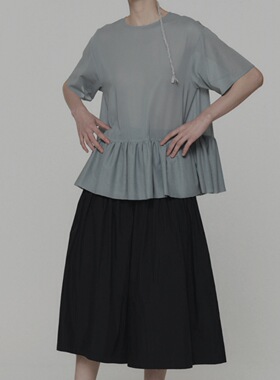 AMOMENTO | Chenity 买手店 圆领荷叶下摆短袖T恤