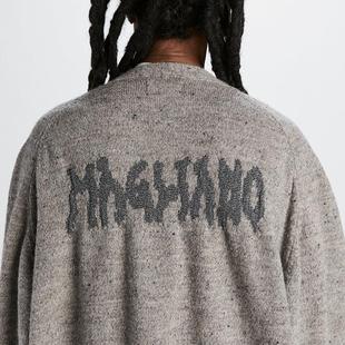 MAGLIANO 現(xiàn)貨 花灰V領(lǐng)寬松后背亮絲LOGO開衫 經(jīng)典