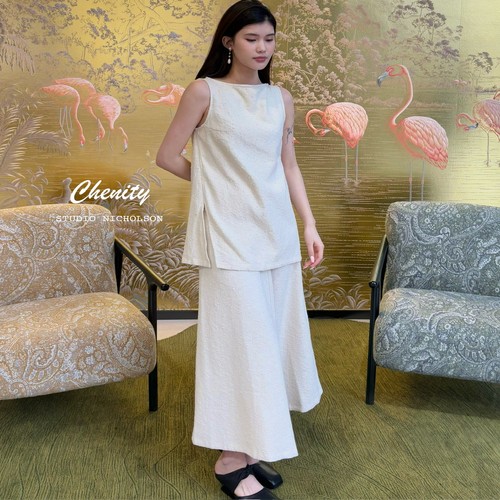 STUDIO NICHOLSON | 白色纹路无袖中长款上衣