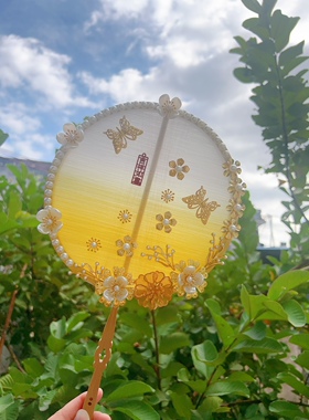 手工团扇蚕丝扇diy团建