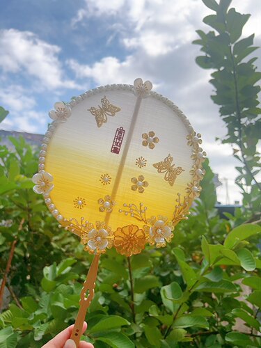 手工团扇蚕丝扇diy团建