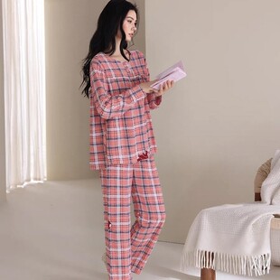 春秋女式妈妈棉绸薄款长袖大码宽松空调睡衣东方绵绸人造棉套装