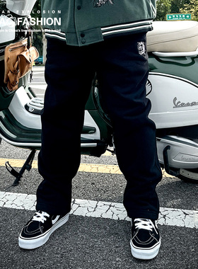 NE潮牌大码男装加绒卫裤恶霸垂感秋冬百搭休闲运动长裤男原创设计
