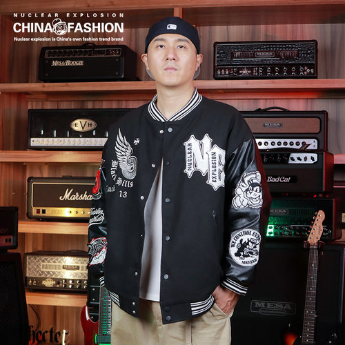 NUCLEAREXPLOSION刺绣棒球夹克