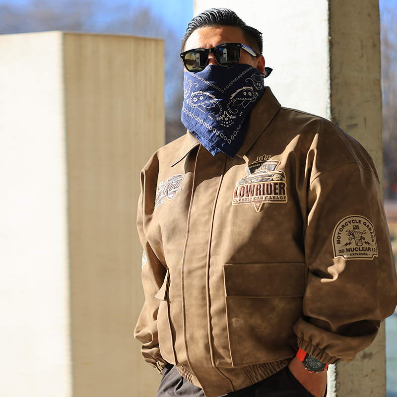 核爆炸复古机车骑行外套PU皮夹克