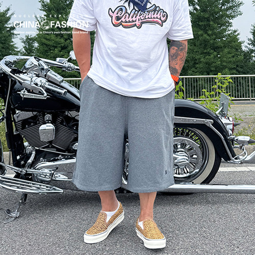 核爆炸宽松大码休闲针织七分裤男