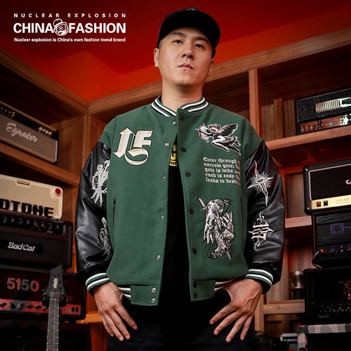 核爆炸大天使绿色刺绣加厚棒球服