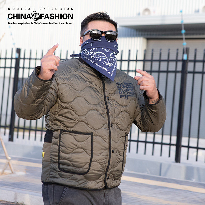 核爆炸自收纳双面两穿军绿色宽松大码男士潮流棉衣内胆冬季薄棉服