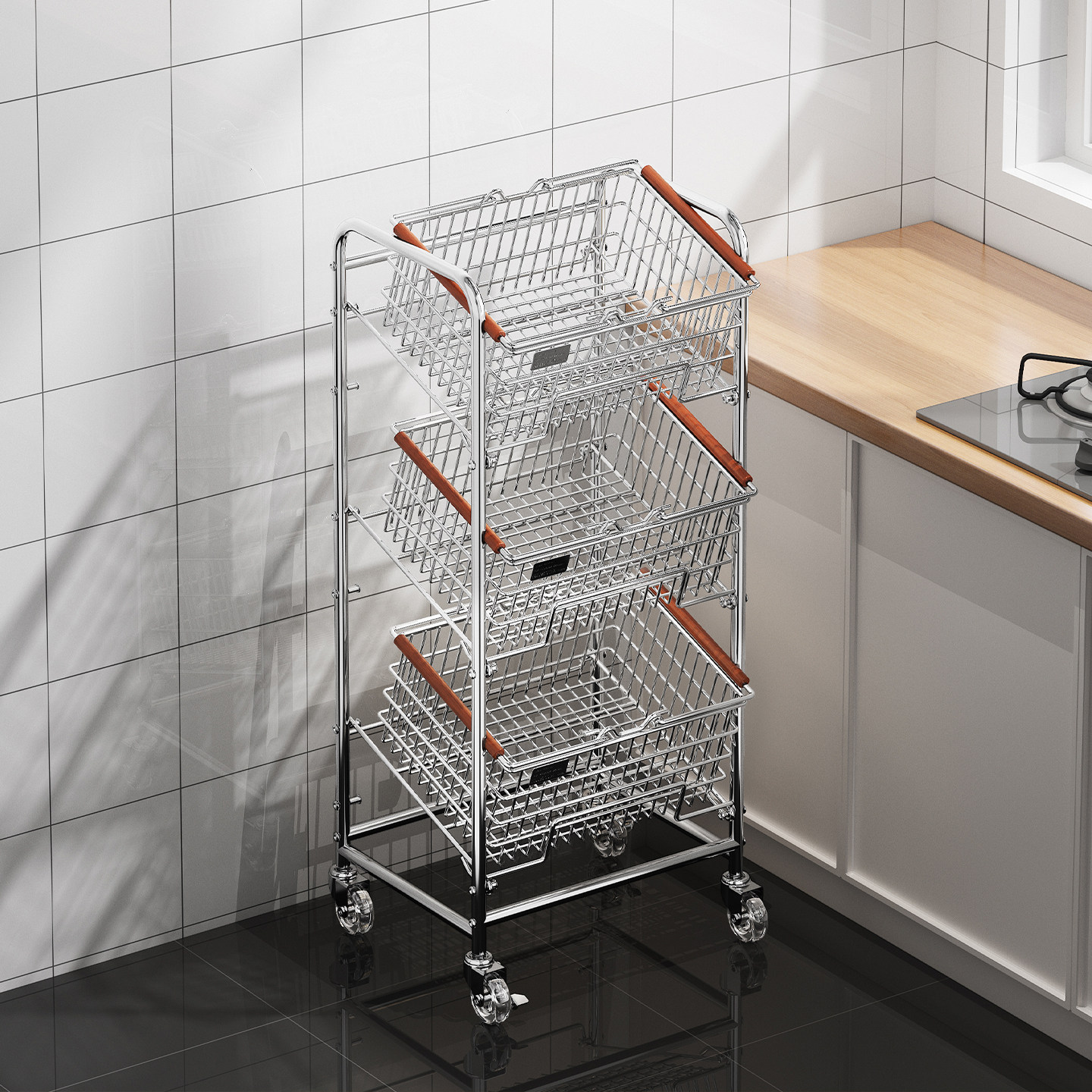 厨房果蔬置物架子多层落地小推车家用零食菜篮子收纳筐移动储物柜,厨房/烹饪用具,厨房置物架/置物柜/角架,淘宝优惠券,粉丝福利购,淘宝优惠卷