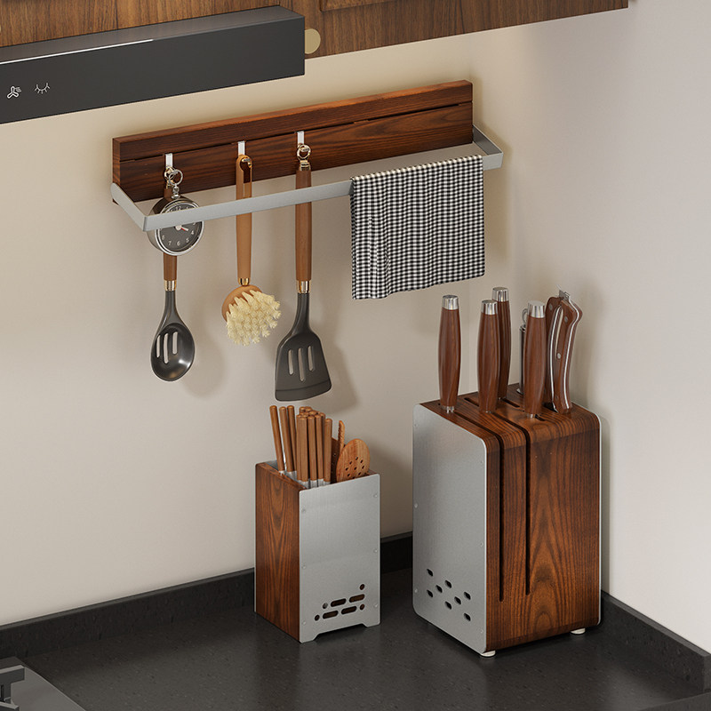 中古厨房刀架置物架实木角落刀具收纳架多功能菜刀架筷子收纳盒,厨房/烹饪用具,刀架,淘宝优惠券,粉丝福利购,淘宝优惠卷