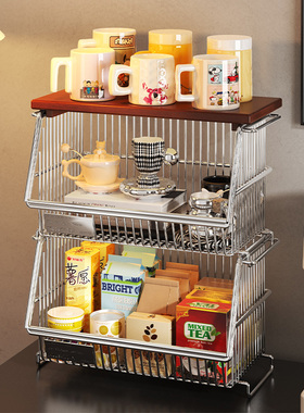 中古桌面零食置物架客厅餐桌台面杂物收纳筐厨房蔬菜水果小推车