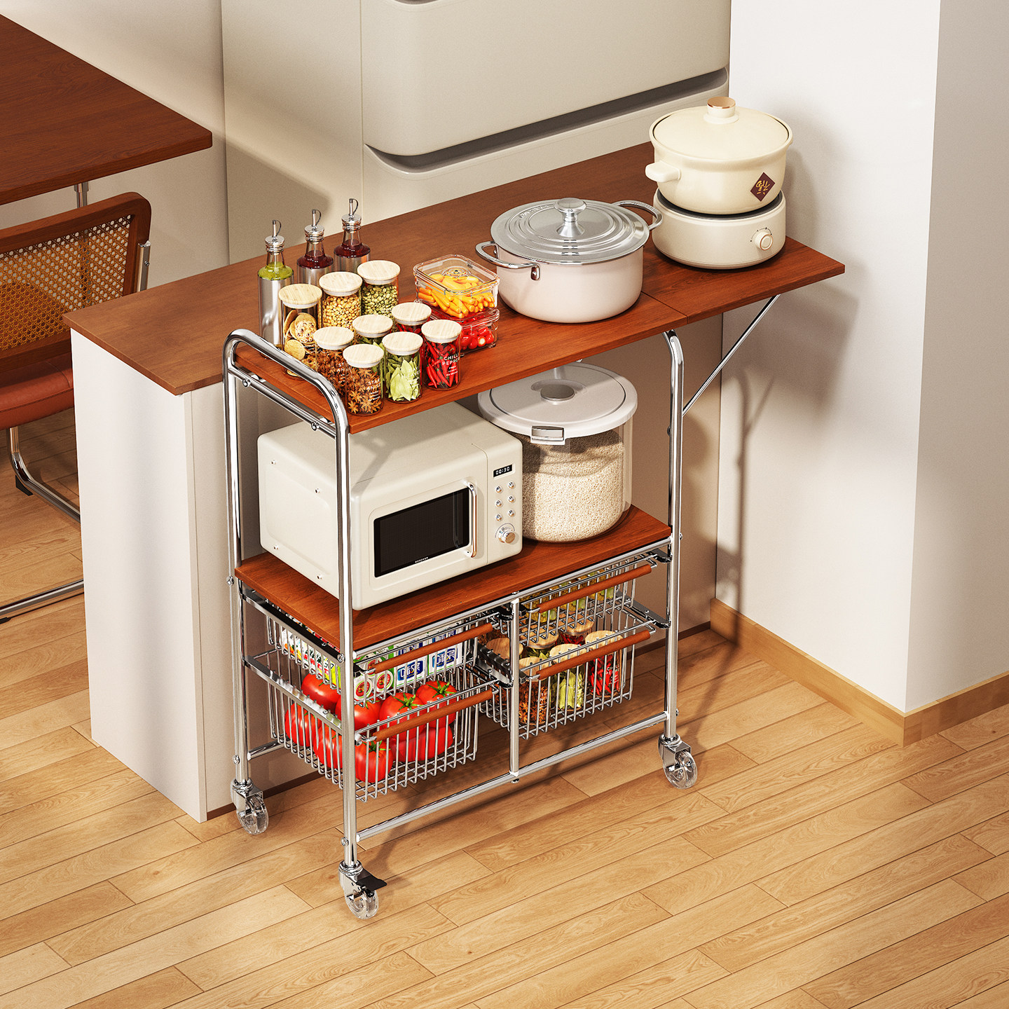 厨房餐边收纳柜小推车微波炉置物架多层果蔬收纳架落地移动储物柜,厨房/烹饪用具,厨房置物架/置物柜/角架,淘宝优惠券,粉丝福利购,淘宝优惠卷
