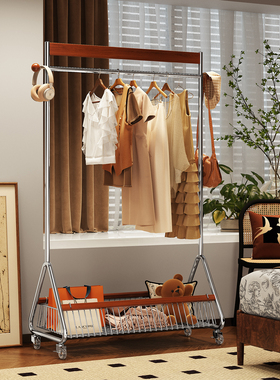 中古卧室落地次净衣架置物架可移动家用衣帽架室内床边放衣服神器