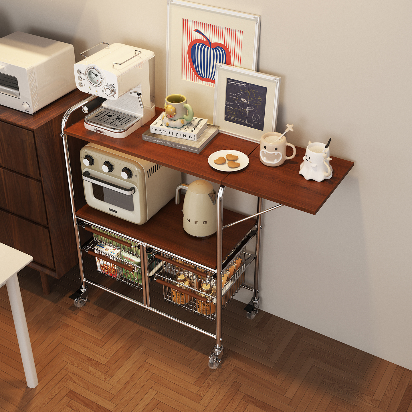 a生客厅咖啡机摆放置物架小推车