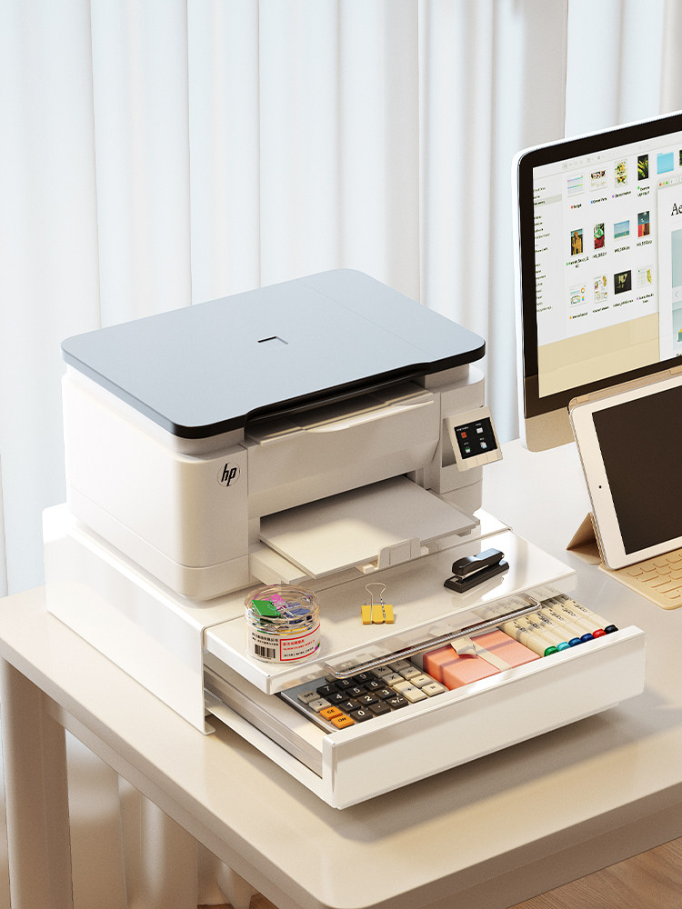 办公室打印机置物架工位多层文具文件资料收纳柜桌面覆印机增高架