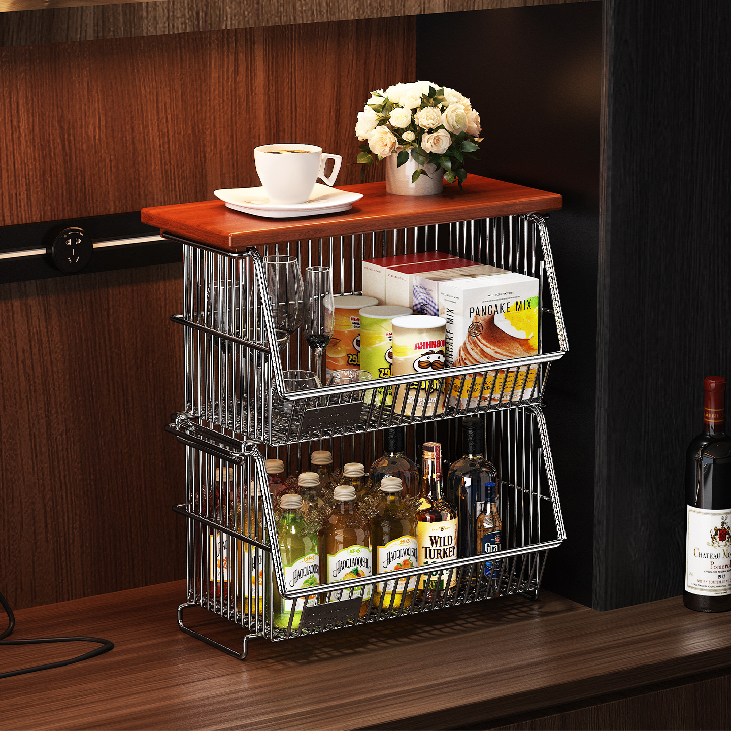 a生中古餐边柜收纳篮零食收纳架