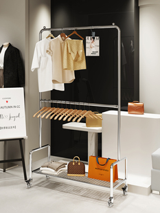 新款女装店橱窗展示架双层可调节挂杆挂衣架服装店落地式陈列货架