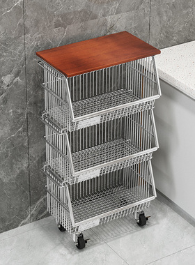 厨房蔬菜置物架多功能大容量菜架子落地式带轮家用水果零食储物筐