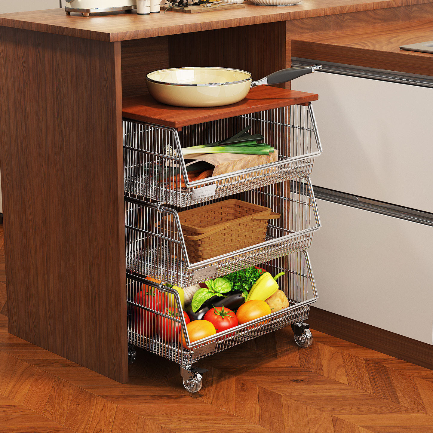 a生不锈钢厨房置物架蔬菜收纳筐