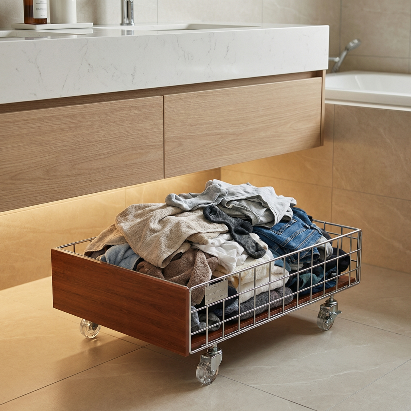 脏衣篓家用衣服收纳筐可移动浴室柜下洗衣篮子卫生间小推车置物架,收纳整理,脏衣篮,淘宝优惠券,粉丝福利购,淘宝优惠卷