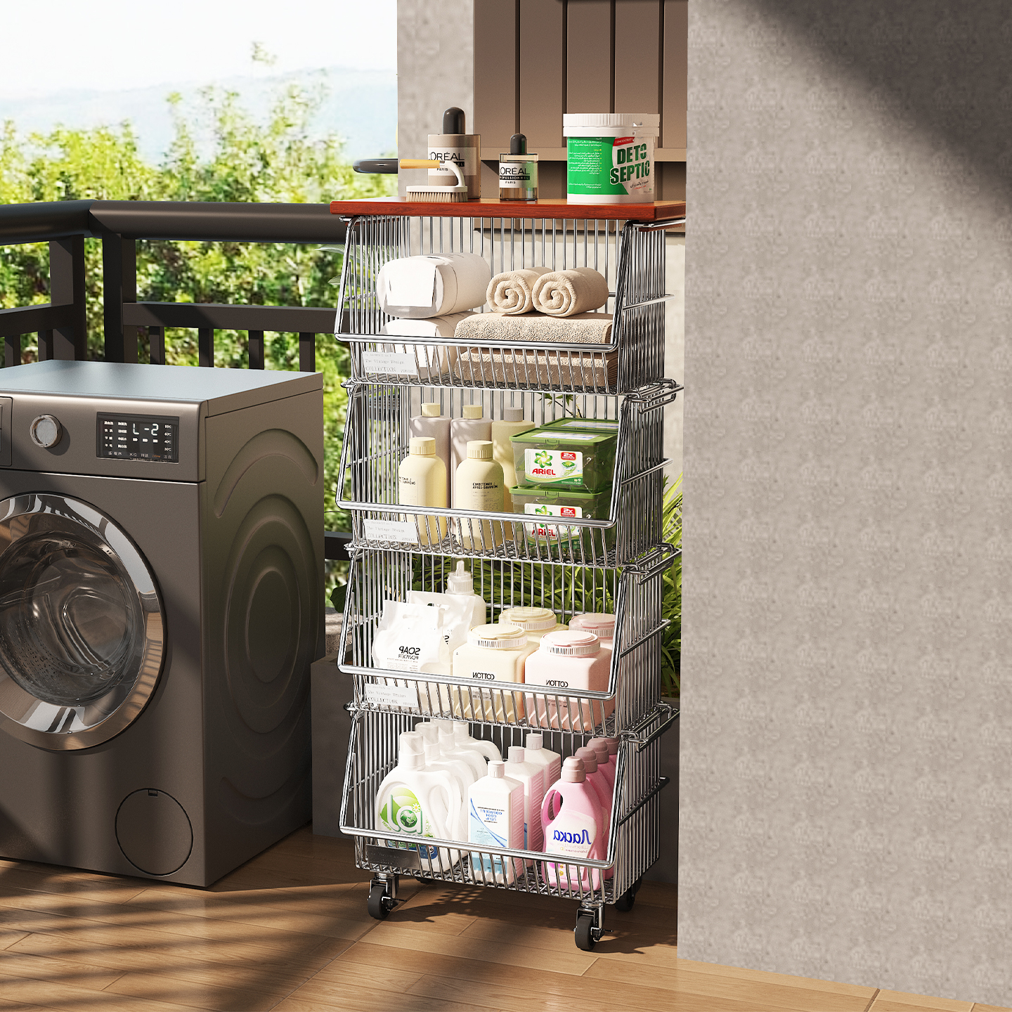 a生304不锈钢多层收纳架家用带轮