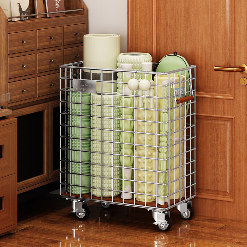 a生中古瑜伽垫收纳筐带轮收纳架