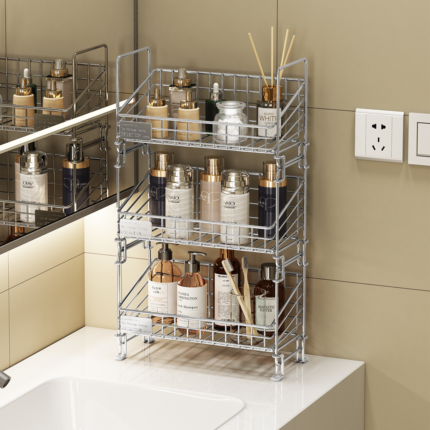 浴室台面收纳架洗漱台免打孔置物架多层叠加不锈钢架高级感收纳筐,家庭/个人清洁工具,浴室角架/置物架,淘宝优惠券,粉丝福利购,淘宝优惠卷