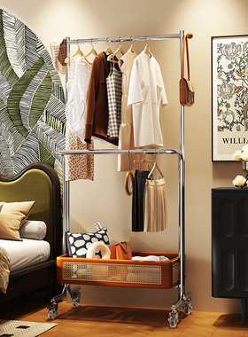 实木落地衣帽架卧室可移动家用挂衣架子床边衣服置物架室内挂衣杆