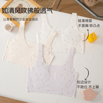 一阶段青春发育期矫姿防驼背内衣少女童无痕小背心防凸点文胸薄款