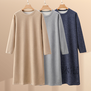 保暖睡裙男士大码德绒睡袍秋冬发热薄绒中长款大码家居裙连体睡衣