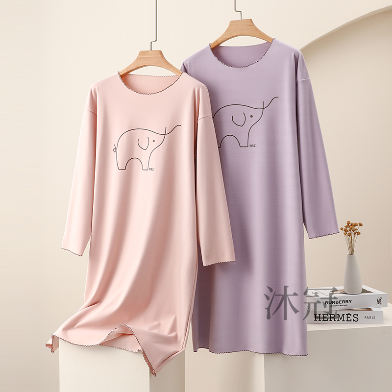 双面德绒花边睡裙秋冬家居服