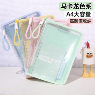 多巴胺手提拎书袋a4高颜值文件袋拉链式透明大开口作业试卷收纳袋