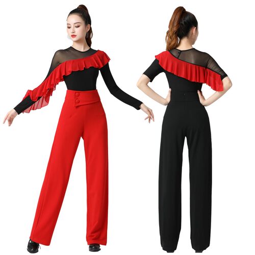 荷叶边袖子女吉特巴舞服广场舞