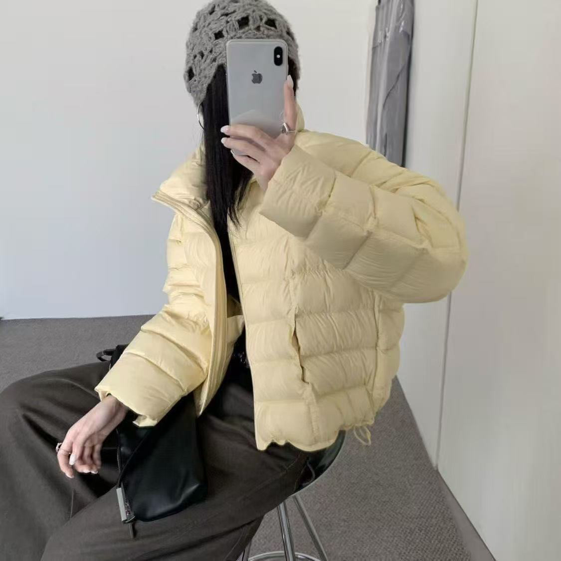 泡芙云感排骨羽绒服女2025新款宽松立领超好看轻奢外穿排骨款立领