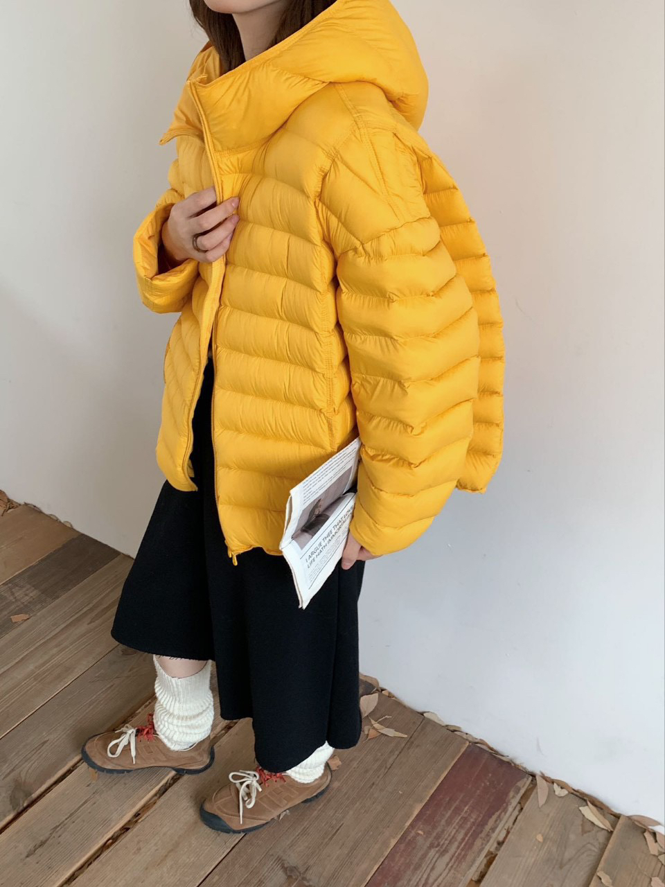 2025冬季新款龟背排骨白鸭绒连帽羽绒服宽松时尚网红短款保暖外套