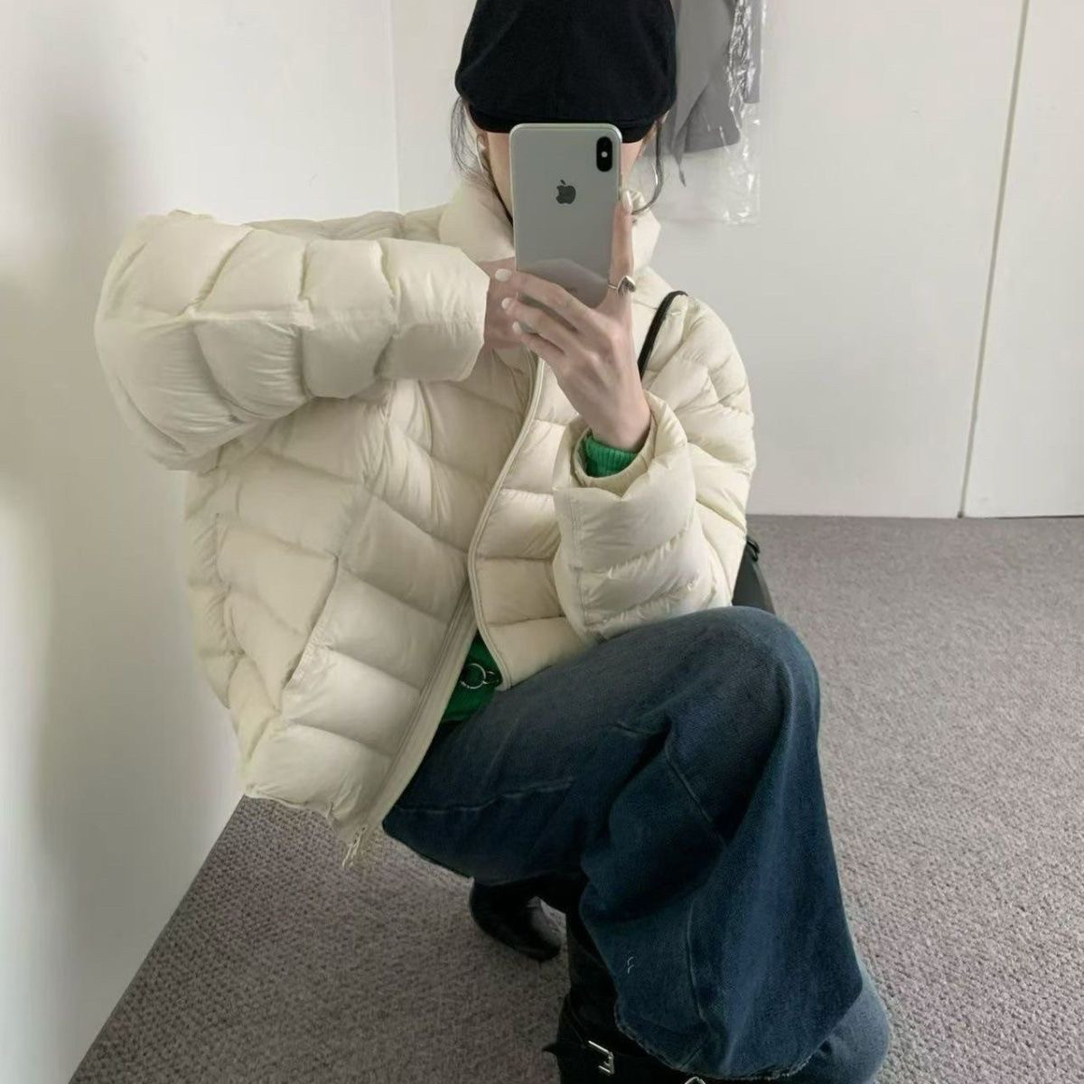 泡芙云感排骨羽绒服女2025新款宽松立领超好看轻奢外穿排骨款立领