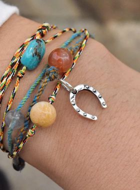 女士小巧复古迷你马蹄铁造型泰银吊坠925纯银手链项链DIY配件配饰