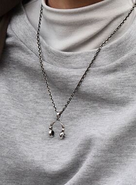 进口中性款925纯银耳机造型挂件