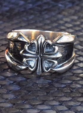 男女潮小众款简约十字架花纹复古