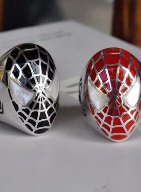 进口男士925纯银孤品蜘蛛侠戒指