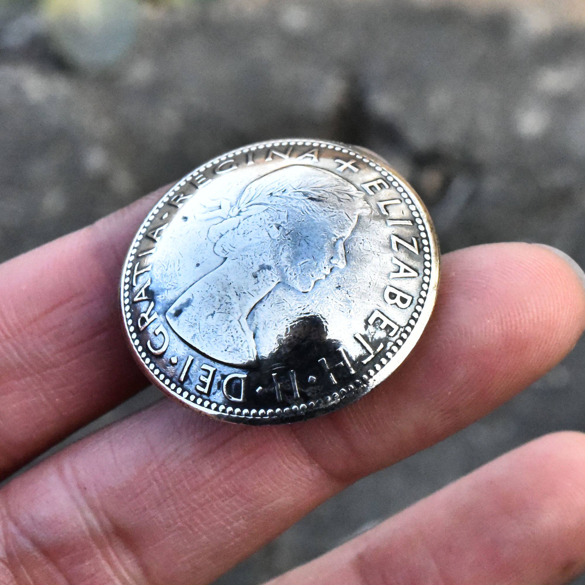 孤品泰国进口伊丽莎白二世英联邦钱币造型合金DIY钱包扣财布扣子