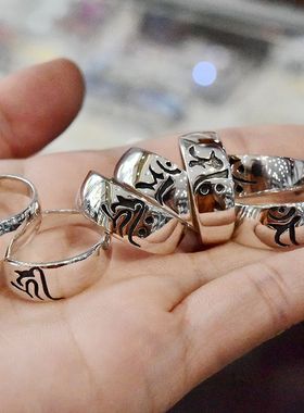 梵文纯银大日如来不动明王戒指