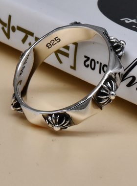 进口男女款925纯银朋克十字戒指