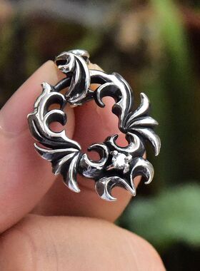 进口中性款925纯银羽翼之环吊坠