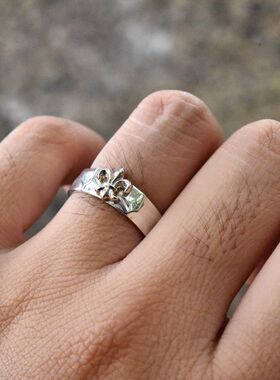 进口男女款925纯银锚花朋克戒指