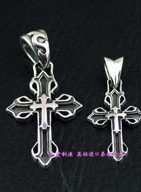 泰国日系复古纯银情侣十字架吊坠