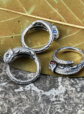 进口中心款925纯银复古镶钻戒指