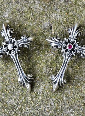 进口男士925纯银镶钻十字架吊坠