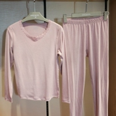 发热纤维保暖套装 兄华草本天莲磨绒内衣女花领薄款 秋衣秋裤 58109